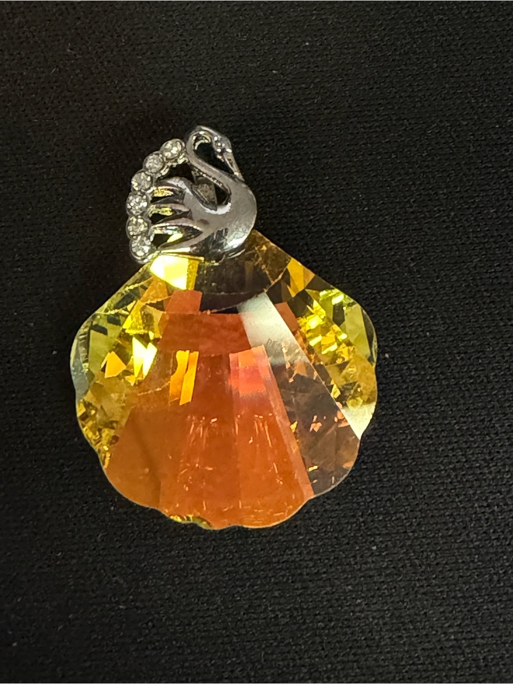 Boutique Seashell Charm/PendantMade w/ Swarovski Crystal AB Shimmer&Peacock Bail